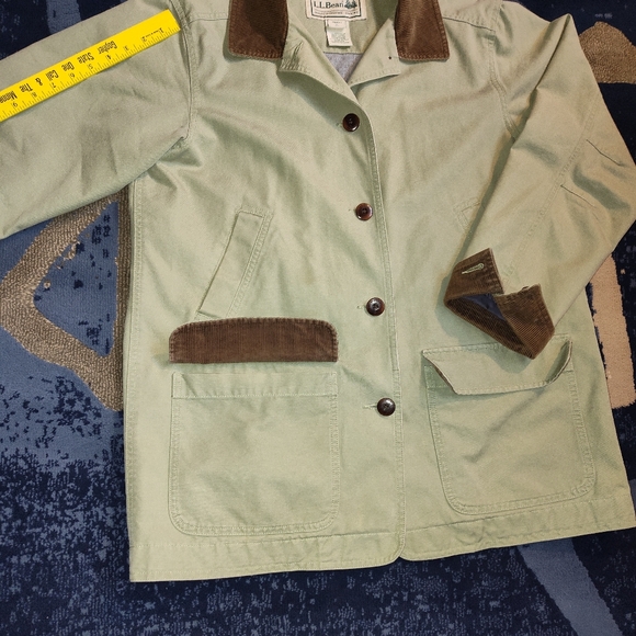 L.L.Bean Khaki Barn Coat with Brown Corduroy Accents - Picture 10 of 13
